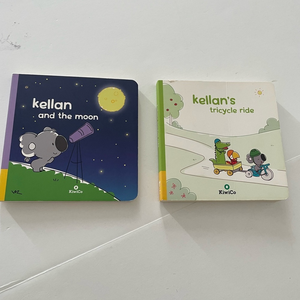 Lot of 2 KiwiCo Board Books - Kellan and the moon/ … Preschool Daycare Hardcover